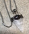 Quartz Polished Gemstone Triangle Pendant Necklace, Crescent Moon