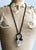 Clear Quartz Crystal Cluster Electroformed Pendant, Oxidized Black
