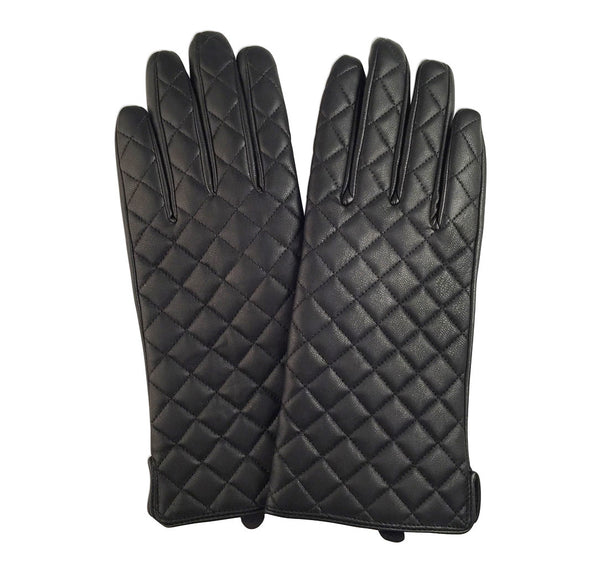 Quilted Leather Gloves Black / 7