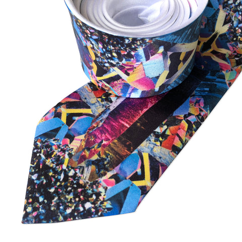 Rainbow Flame Aura Crystal Necktie, Titanium Coated Quartz Tie