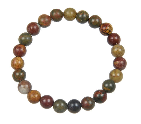 Red Cherry Creek Jasper, Polychrome Stone Bead Mala Bracelet