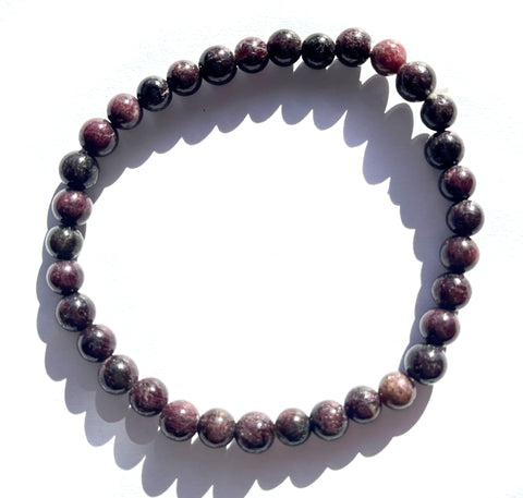 Rubellite Red Tourmaline Bracelet, Stone Bead Mala Stretch Bracelet