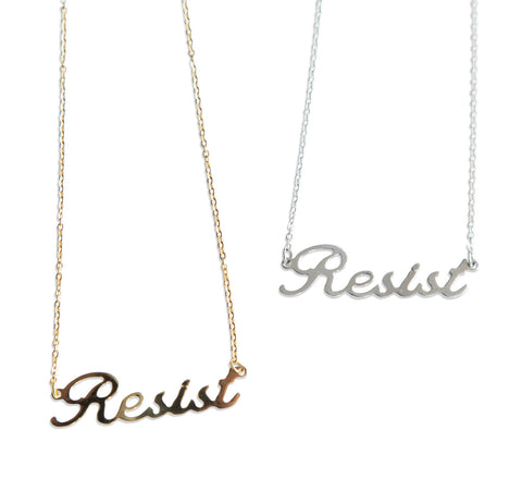 Resist Script Necklace Pendant, by Well Done Goods