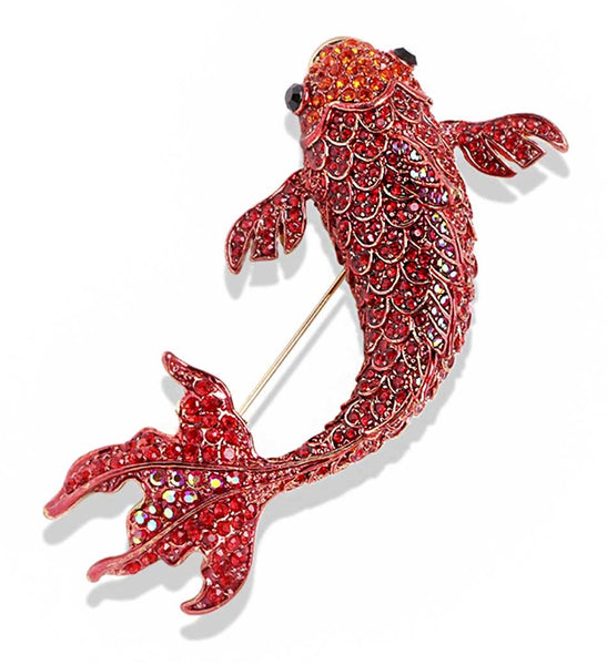 Rhinestone Koi Fish Lapel Pin, Brooch