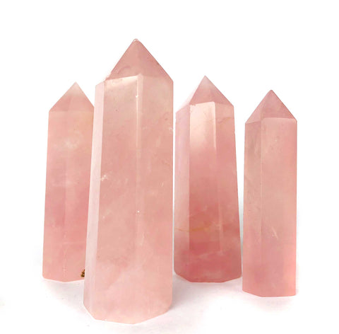Polished Rose Quartz Towers, Medium
