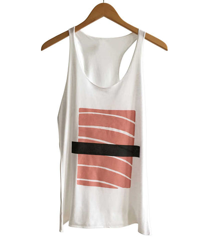 Salmon Sushi Women's Tank Top, Nigiri Silkscreen Print. Well Done Goods