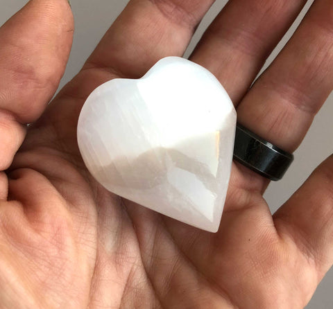 Hand-Carved Selenite Hearts