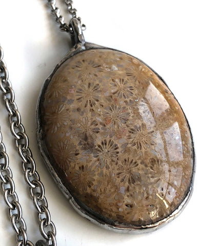 Agatized Coral Pendants, Medium Oval