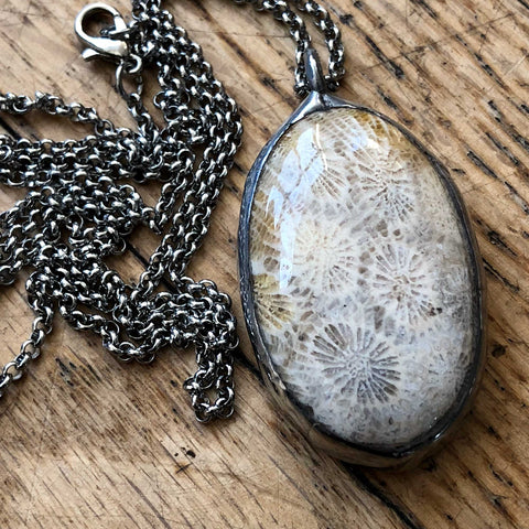 Agatized Coral Pendants, Medium Oval