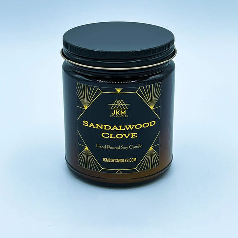 Sandalwood Clove Candle: JKM Soy Candles - Large 9oz Size