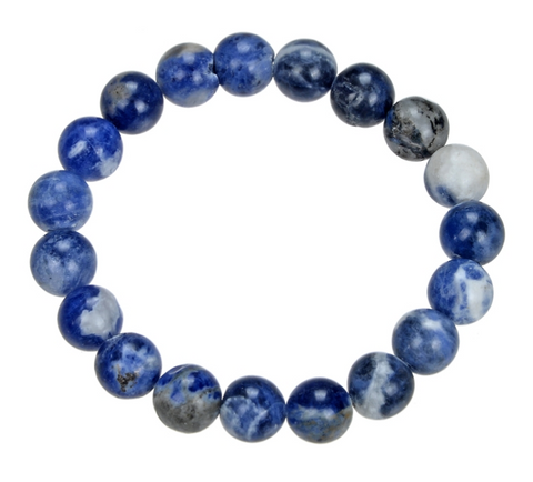 Sodalite Stone Bead Mala Bracelet, Polished