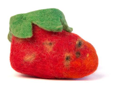 Strawberry Wool Felt Booties, Slippers for Babies, Well Done Goods