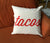 Taco Throw Pillow, Script Print. Well Done Goods by Cyberoptix