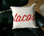 Taco Print Throw Pillow, Script Font. Well Done Goods by Cyberoptix
