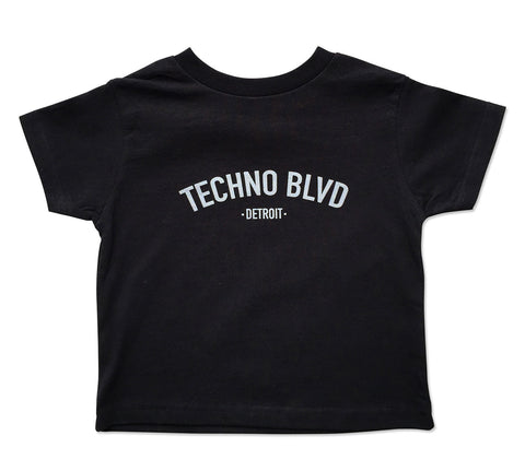 Techno Blvd Detroit, black Toddler T-Shirt, Well Done Goods