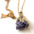 Amethyst Crystal Cluster Pendant, Gold Electroplate