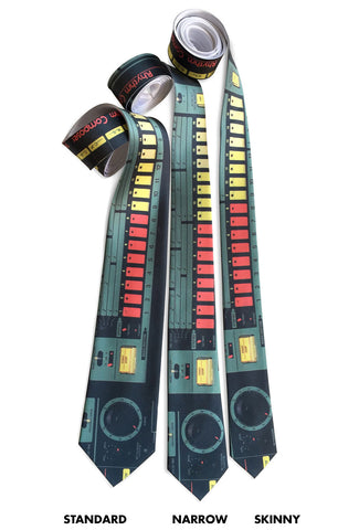 808 Drum Machine Necktie, Full Color Print, standard, narrow, skinny. Well Done Goods by Cyberoptix