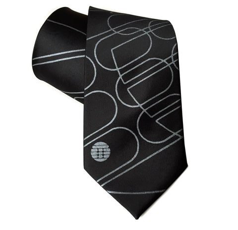 Transmat Necktie. Black Transmat Records tie, Detroit Techno. Well Done Goods by Cyberoptix