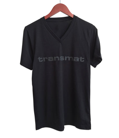 Transmat Word Black V-Neck Shirt, Transmat Records, Well Done Goods