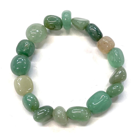 Chunky Green Aventurine Tumbled Stone Bead Mala Stretch Bracelet
