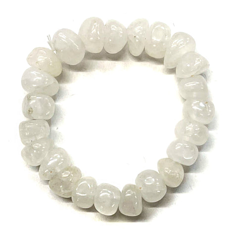 Chunky Quartz Tumbled Stone Bead Mala Stretch Bracelet