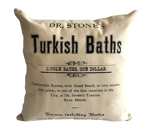 Turkish Baths 100% cotton silkscreen throw pillow, Well Done Goods