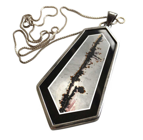 Sterling Silver Dendritic Agate Intarsia Pendant