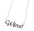 Wine Silver Script Necklace, Drink Pendant, by Well Done Goods
