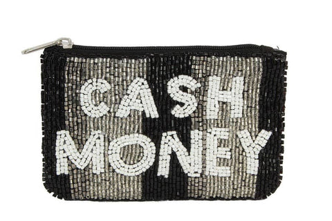 Cash Money Beaded Coin Purse. Beaded Change Purse, Zipper Pouch