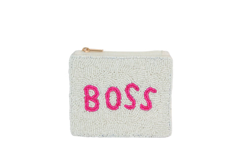 BOSS Beaded Coin Purse. Beaded Change Purse, Zipper Pouch