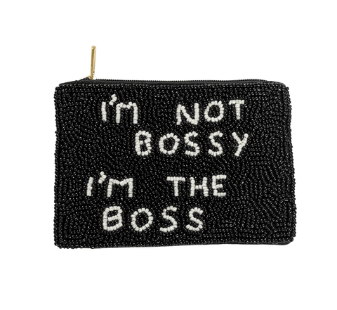 I'm Not Bossy, I'm The Boss. Beaded Coin Purse - Seed Bead Change Purse, Zipper Pouch