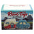 Box of Ceramic Road Trip salt and pepper set with camper and car design.
