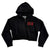 313 Digital Display Cropped Zip Hoodie. Red LED Clock Patch, Women's Relaxed-Fit Black Hooded Fleece