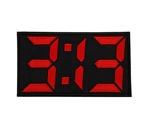 313 Patch, Iron-on Detroit Time/Area Code Embroidered Patch - Red Digital Numbers