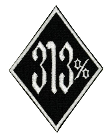 313 Percent Patch. Biker Style Iron-on Embroidered Patch