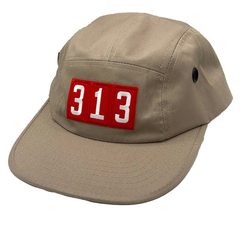 Troop 313, Detroit 5-Panel Hat. Khaki Cotton Military Style Cap