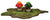 Two colorful mushrooms on a piece of wood with moss, on a white background