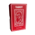 Red tarot card box with 'The World' card illustration on a white background