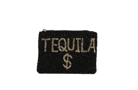 Tequila Money Beaded Coin Purse. Beaded Change Purse, Zipper Pouch