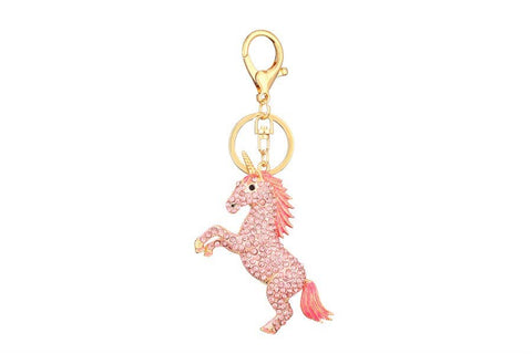 Pink Unicorn Rhinestone Keychain, Bag Charm