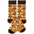 Pair of socks with leaf pattern and text on a white background. Text  on socks reads "Have a nice fucking day."