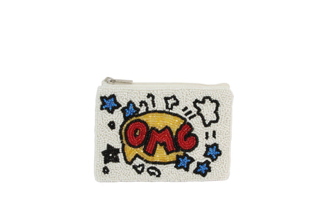 OMG Beaded Coin Purse. Beaded Change Purse, Zipper Pouch