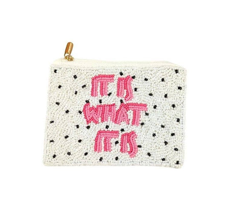 It Is What It Is Beaded Coin Purse. Beaded Change Purse, Zipper Pouch