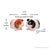 Two guinea pig figurines with measurements indicated on a white background