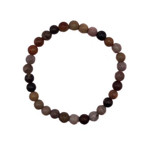 Petrified Wood Bead Mala Bracelet