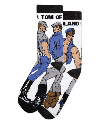 Tom of Finland (Official) Denim Trio Crew Socks, by Gumball Poodle, Made in USA!