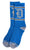 Detroit Old English D Socks. Blue & Grey Crew Cut Gym Socks, by Well Done Goods