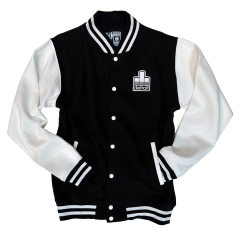 Detroit Renaissance Varsity Jacket, Black & White Letterman Style Fleece