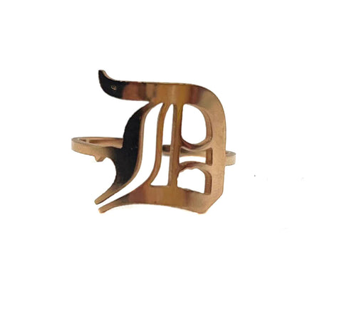 Detroit Old English D Adjustable Ring, Old English Script