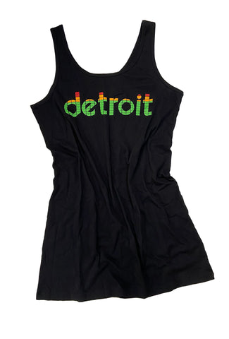 Peak Detroit Tank Dress, Black.  LED Audio Level VU Meter T-Shirt Dress.